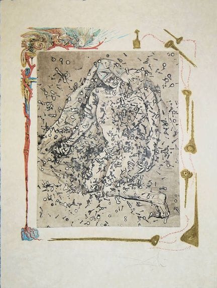 Salvador Dalí, "Pietà", litografia a colori firmat