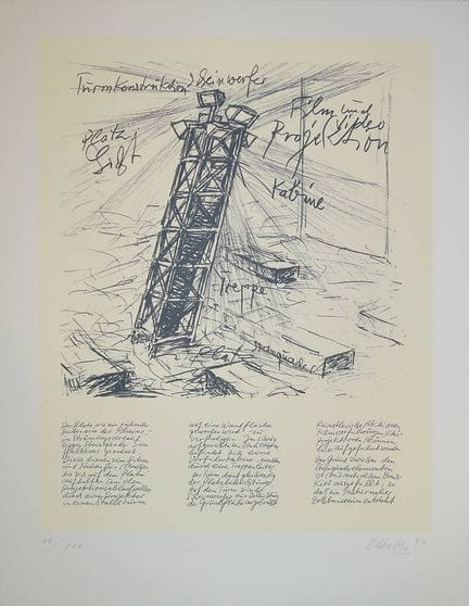 Günther Uecker, « Turmkonstruktion », lithographie