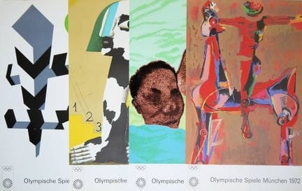 4 affiches d'artistes des Jeux Olympiques de Munic