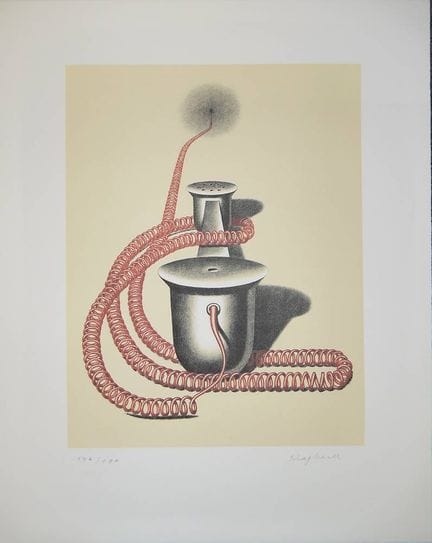 Konrad Klapheck, « L'Elu » (Le téléphone), lithogr