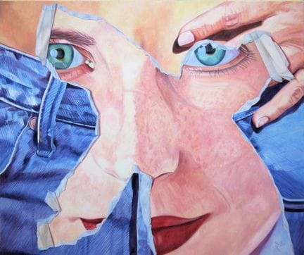 Fritz Köthe, « Jeans », peinture à l'huile grand f