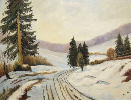 Walter Scheufen, Winter Landscape, large oil paint