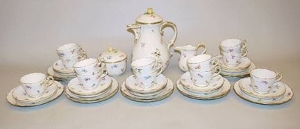 Porcelain coffee service with scattered flowers fo