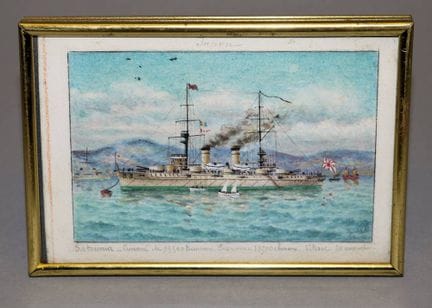A. Lovichi, "Satsuma", Japanese warship, watercolo