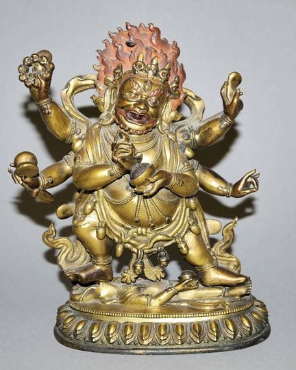 Statue en bronze du Sadbhuja Mahakala, Tibet, XVII