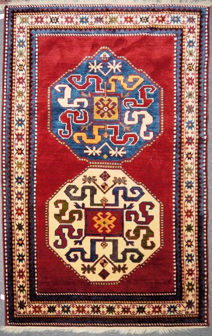 Modern replica of an Oriental carpet, knotted in t