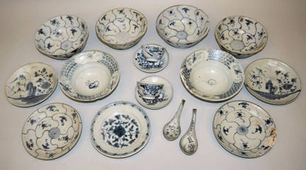 17 pièces de porcelaine d'exportation de la manufa