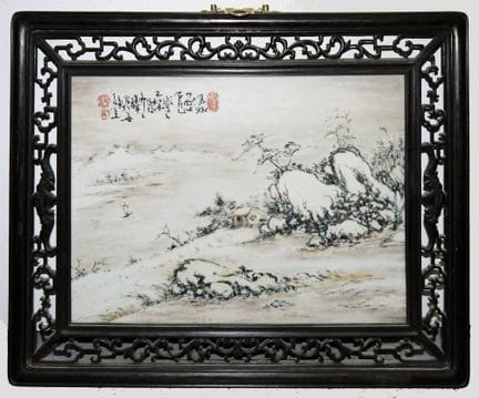 Paysage hivernal au bord d'une rivière, peinture s