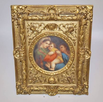Porcelain painting ‘Madonna della Sedia’ after Rap