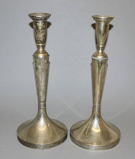 Pair of silver candlesticks, Krakow silversmith, A