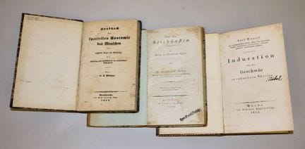 3 册医学古籍，1805-1846 年
卡尔·温泽尔（Carl Wenzel），《论硬化及硬化部位的