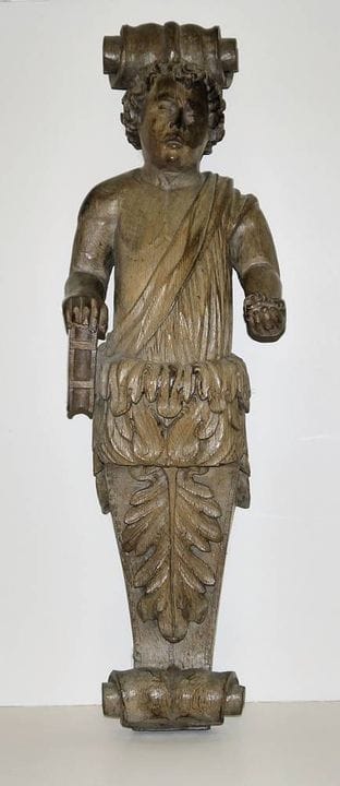 Baroque, fully sculpted figure of a cup-bearer/boy