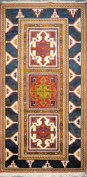 Modern replica of an Oriental carpet, knotted in t