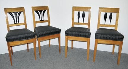Four Biedermeier chairs in cherry wood, circa 1830