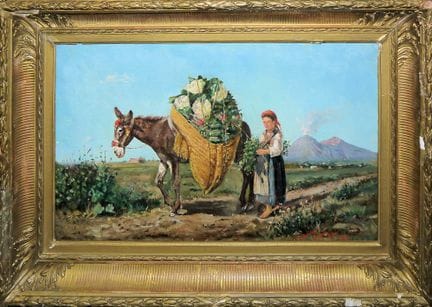 A.W...., Naples 1871, Peasant Woman with a Donkey 