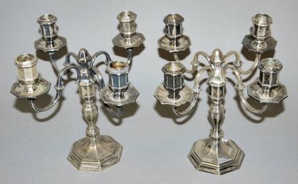 Pair of silver candlesticks, Berlin and Dresden, c