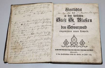 黑森林圣布拉西恩亲王修道院新教堂落成典礼，圣加仑，1784年
关于圣布拉西恩新修道院教堂（主教座堂）