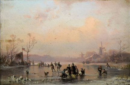 Adolf Stademann, Winter Fun on the Ice in a Dutch 