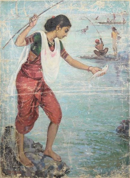 V.S. Gurjar, "Anglers", Young Indian man and woman