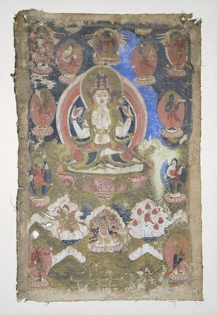 Thangka du bodhisattva Avalokiteshvara, Tibet, XVI