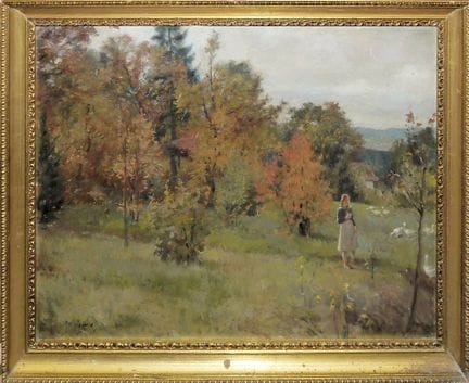 Stanisław Łasiński, Young Woman Herding Geese, fra