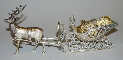 Silver sledge with a stag as a salt cellar, probab
