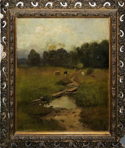 Ludwig Gebhardt, Bavarian Moorland with Cows, oil 