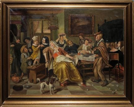 Jan Steen, after, 17th-century tavern scene, repre