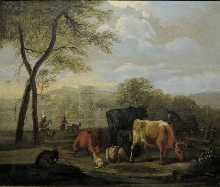 Albert Cuyp’s circle/followers, scene of cattle wi