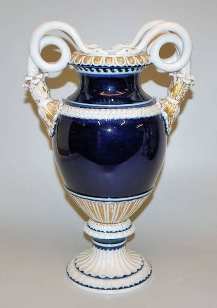 Large snake-handled vase, Royal Meissen, c. 1900
D