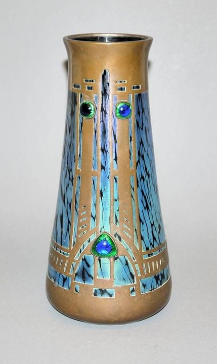 Ornamental vase with electroplated copper finish, 