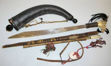 A mandau, a Dayak sword from Borneo, circa 1900, a
