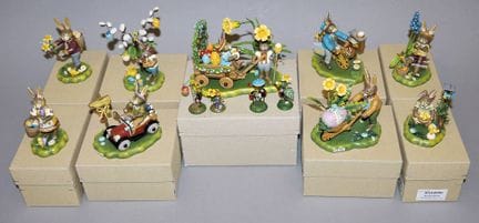 Neuf figurines « Hasenland » de Hubrig Volkskunst,