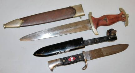 Couteau de route HJ RZM M7/60 et dague SA Pommern
