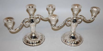Pair of two-armed candlesticks, silver, Wilkens
80