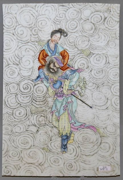 « Zhong Kui marie sa sœur », grand tableau en porc
