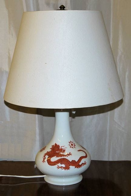 ‘Red Dragon’ table lamp, Royal Meissen, 20th centu