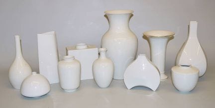 11 porcelain vases, KPM, Berlin
White porcelain, ‘