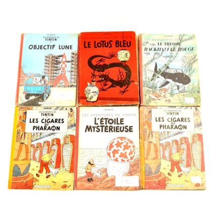 Lot de 6 albums "Les aventures de Tintin" par HERG