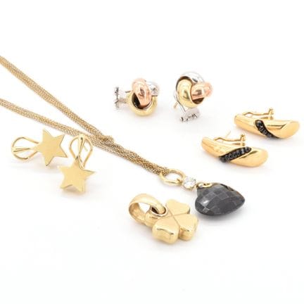 2 pendientes de oro amarillo de 18 quilates (piedr