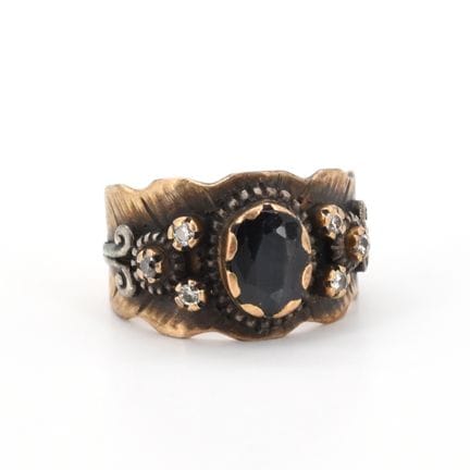 Anillo de oro amarillo de 18 quilates y plata, eng