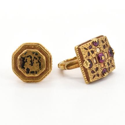 2 anillos de oro amarillo de 18 quilates (piedras 
