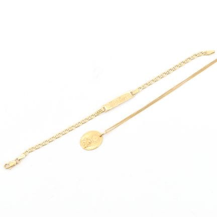 Collar, colgante y pulsera de eslabones de oro ama