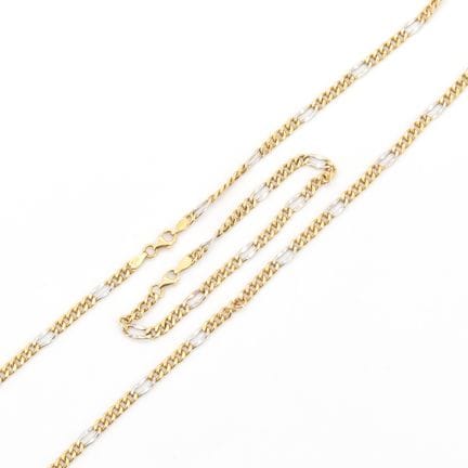 Collar y pulsera de oro amarillo y blanco de 18 qu