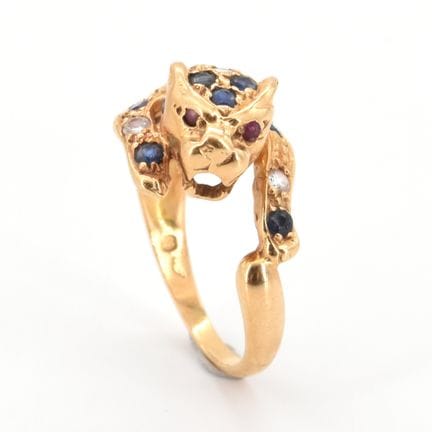 Anillo de oro amarillo de 18 quilates con 4 brilla