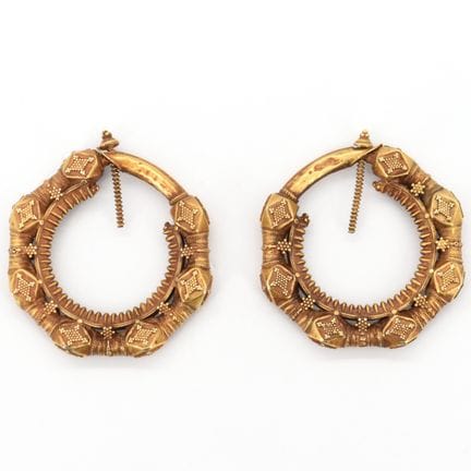 2 pendientes de oro amarillo de 14 quilates (dañad