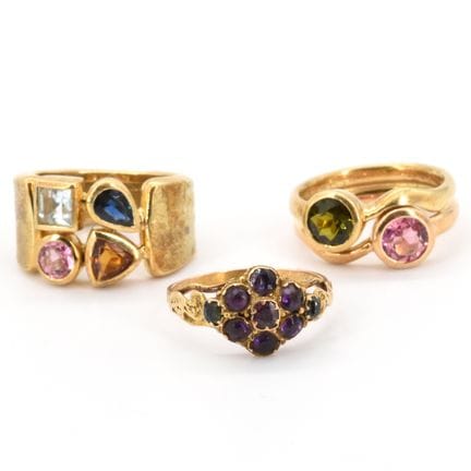 2 anillos de oro amarillo de 18 quilates firmados 