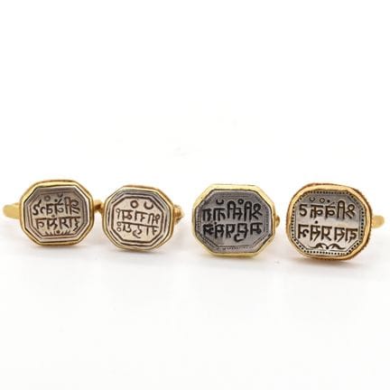 4 anillos de oro amarillo de 18 quilates engastado