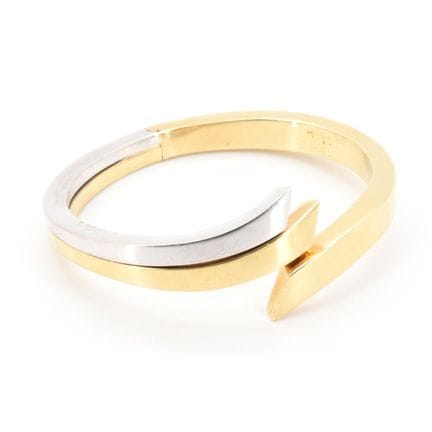 Pulsera rígida de oro amarillo y blanco de 14 quil