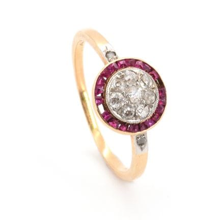 Anillo de oro amarillo y blanco de 18 quilates con